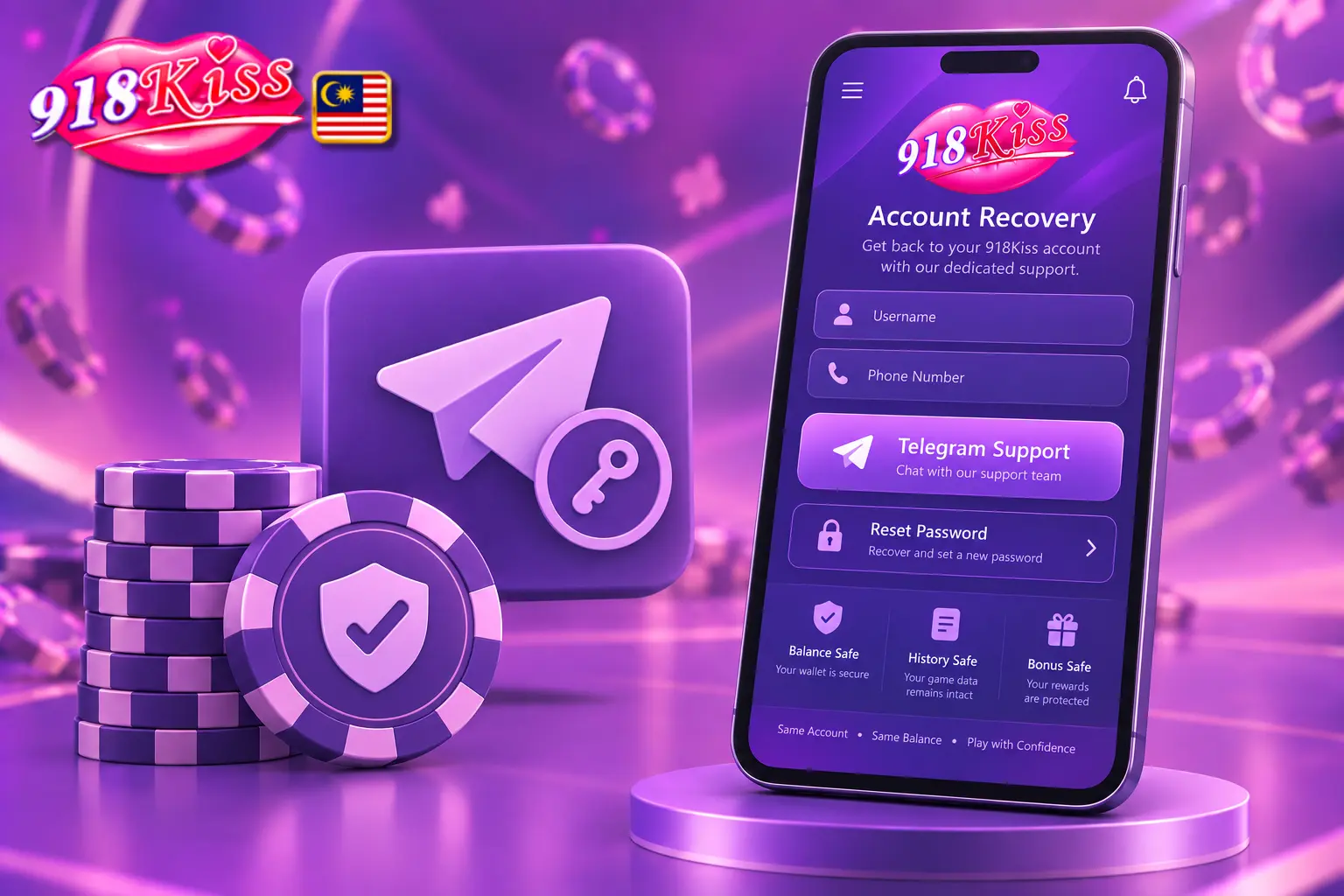 918Kiss Telegram login recovery support for Malaysian players